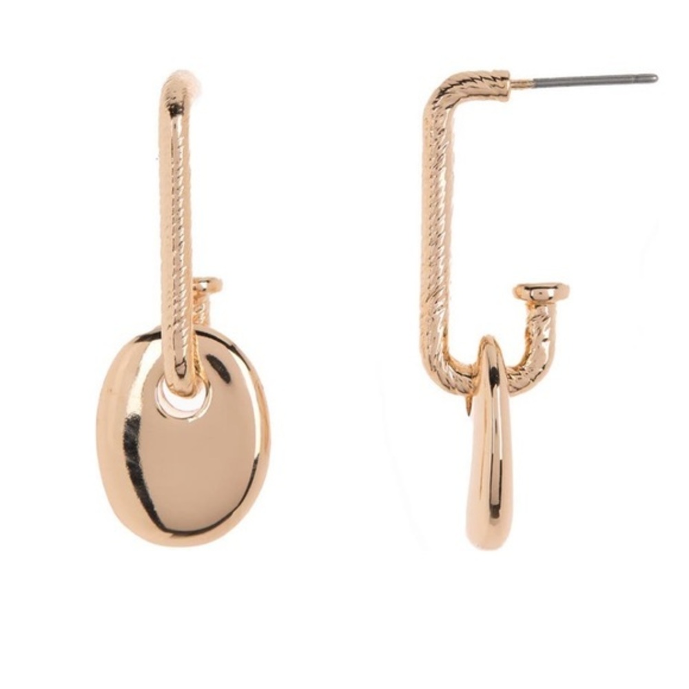 Nordstrom Nugget Drop Huggie Hoop Earrings in Gold NWT